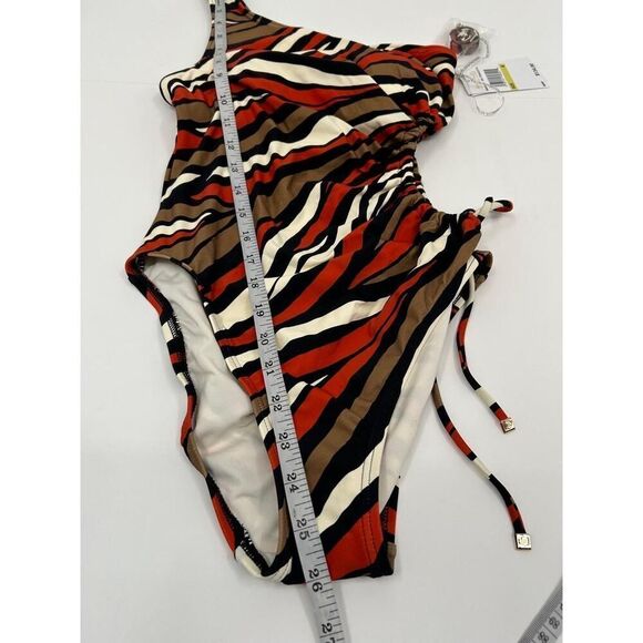 NWT MICHAEL Michael Kors MM8P074 Terracotta Zebra Print Swimsuit Women's 4 - Picture 8 of 9